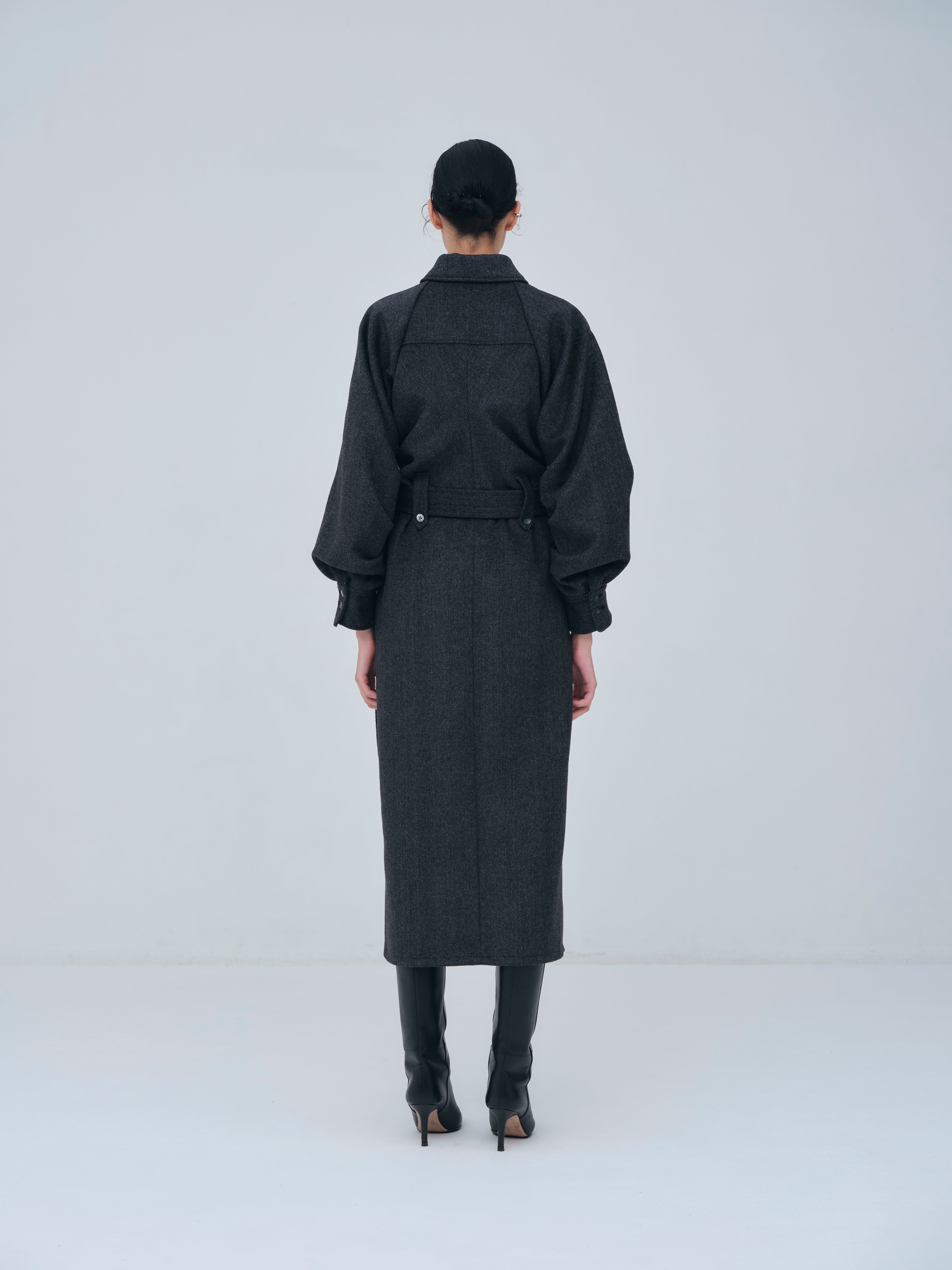 Belted Wool Shirt Dress – L'AUBE BLANC