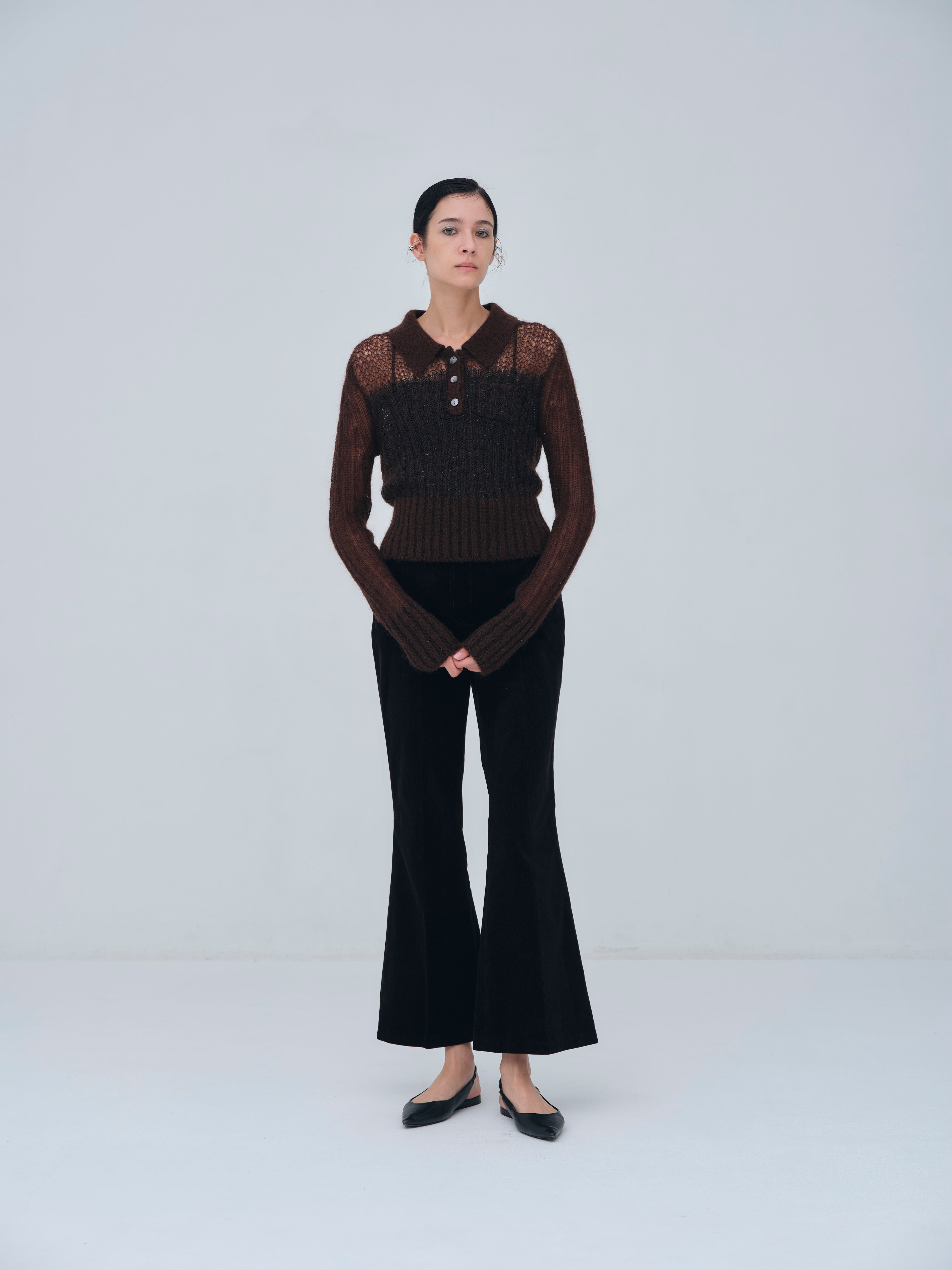 Sequin Sheer Polo Knit – L'AUBE BLANC