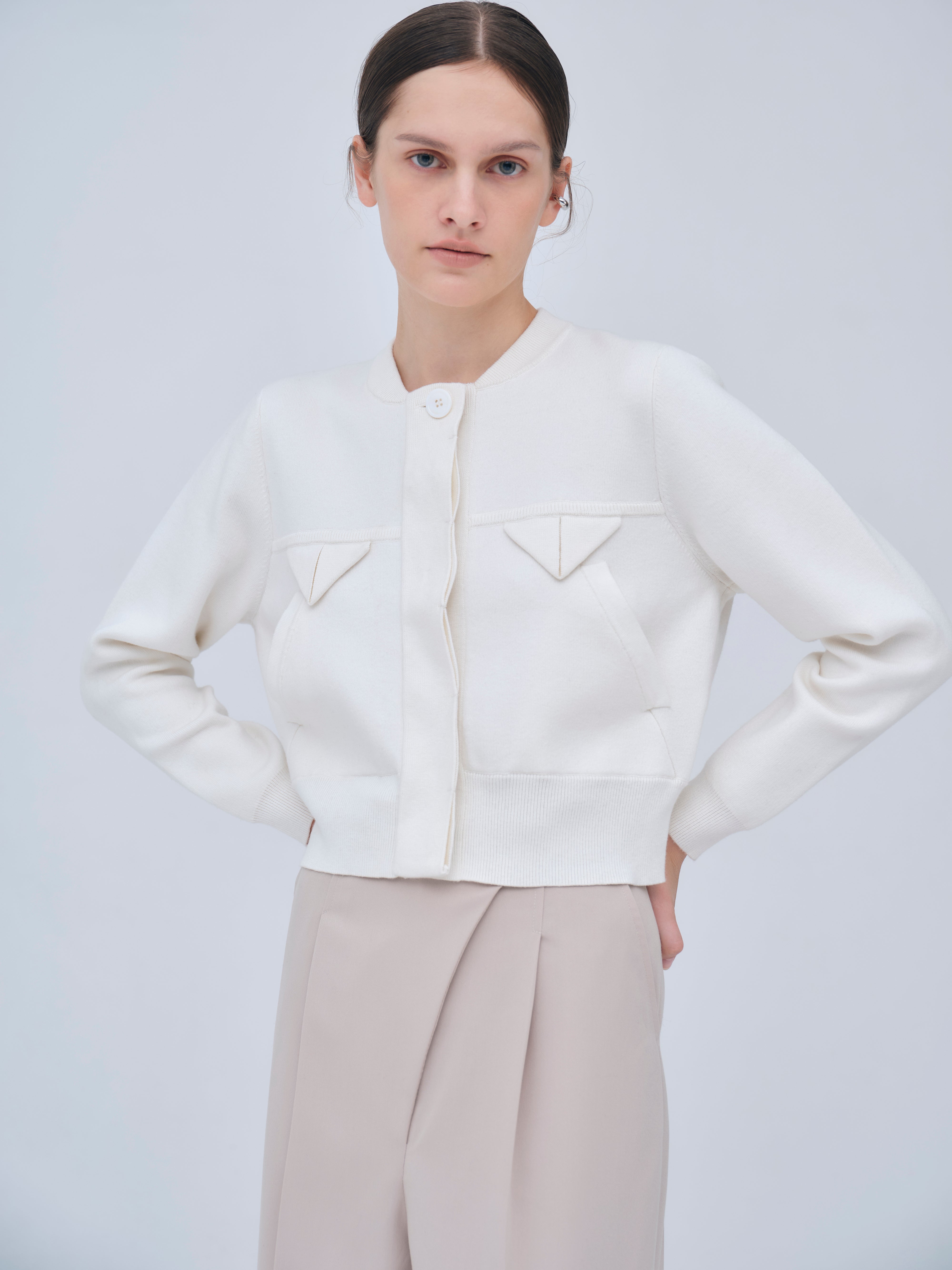 Compact Knit Cashmere Blouson – L'AUBE BLANC