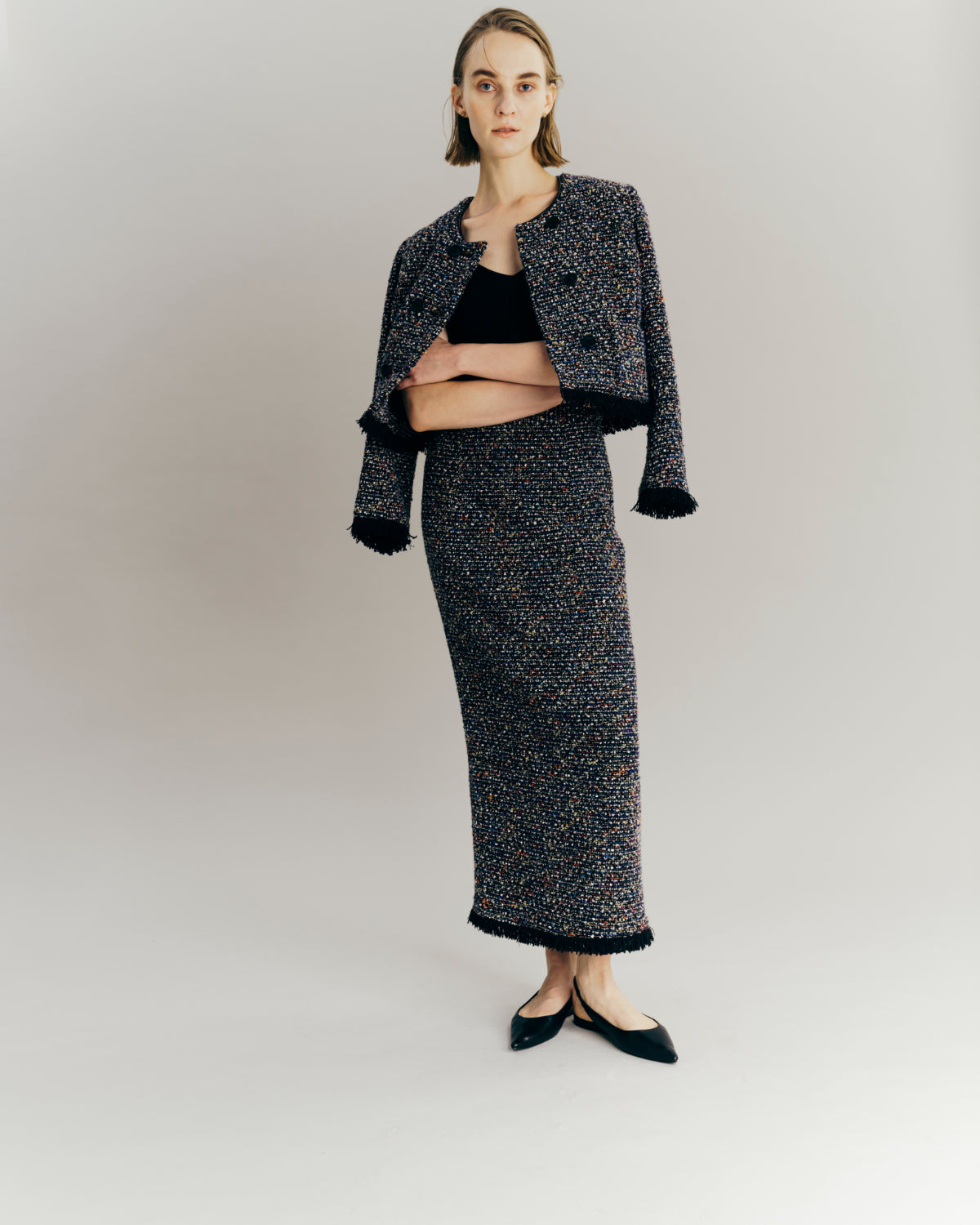 Mix tweed No collar jacket – L'AUBE BLANC