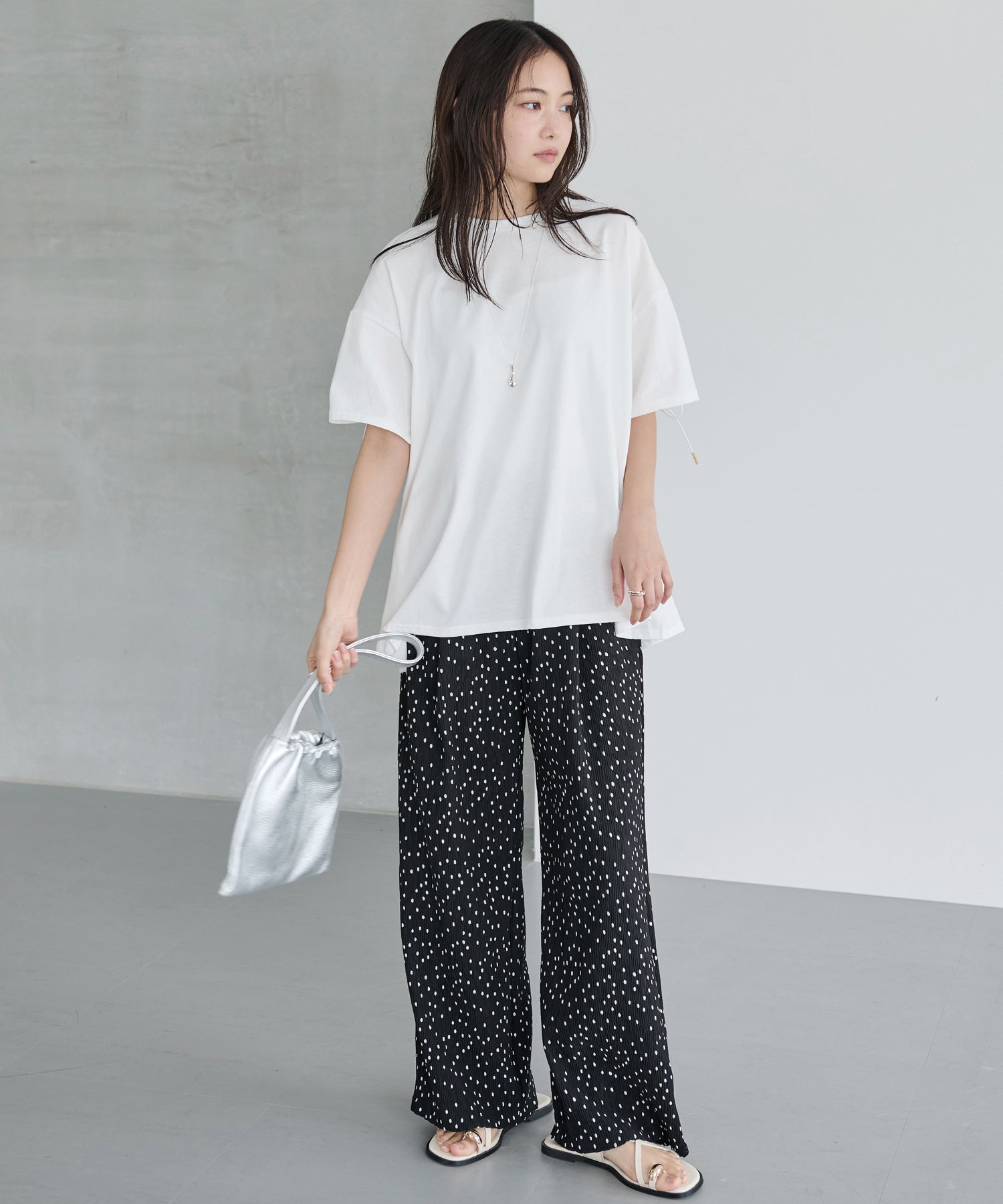 洗える】ドットイージーパンツ | ラビアンジェ-⼤きいサイズのレディース服