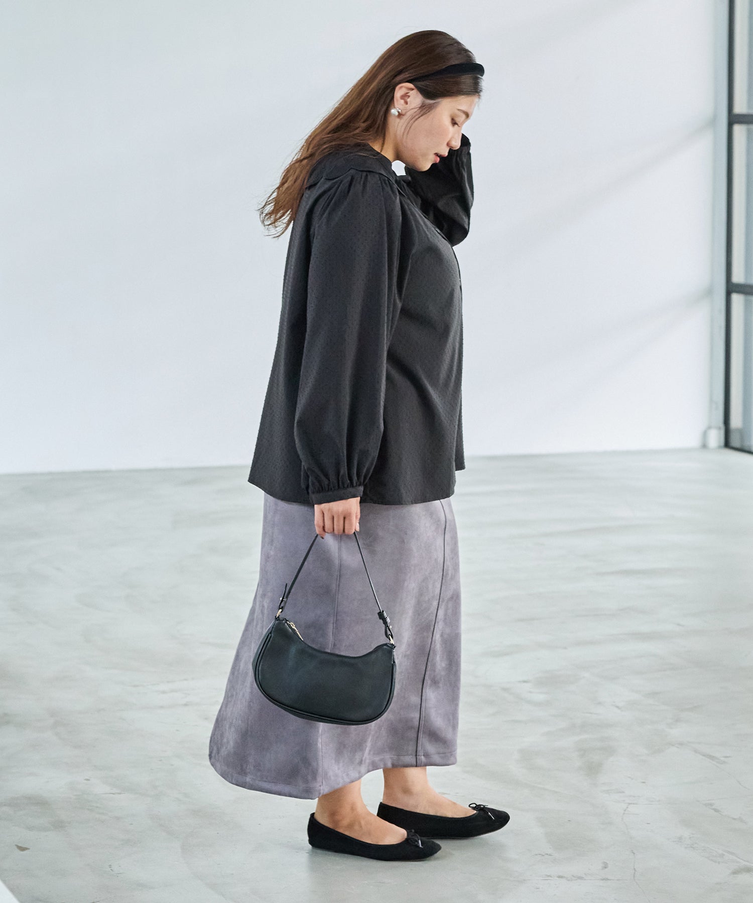 レース付け衿ドビーブラウス | ラビアンジェ-⼤きいサイズのレディース服