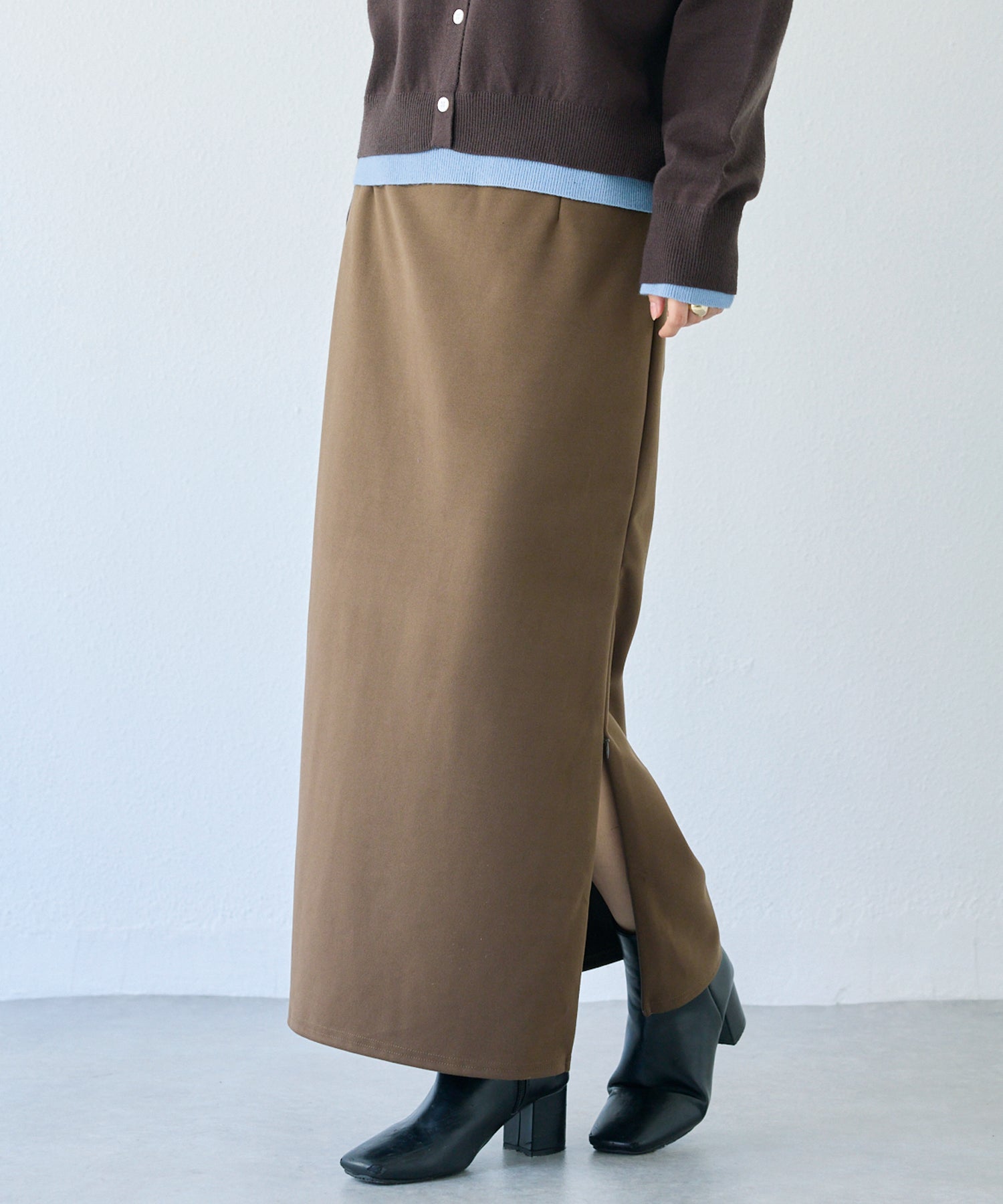 ウールライクカットナロースカート | ラビアンジェ-⼤きいサイズの