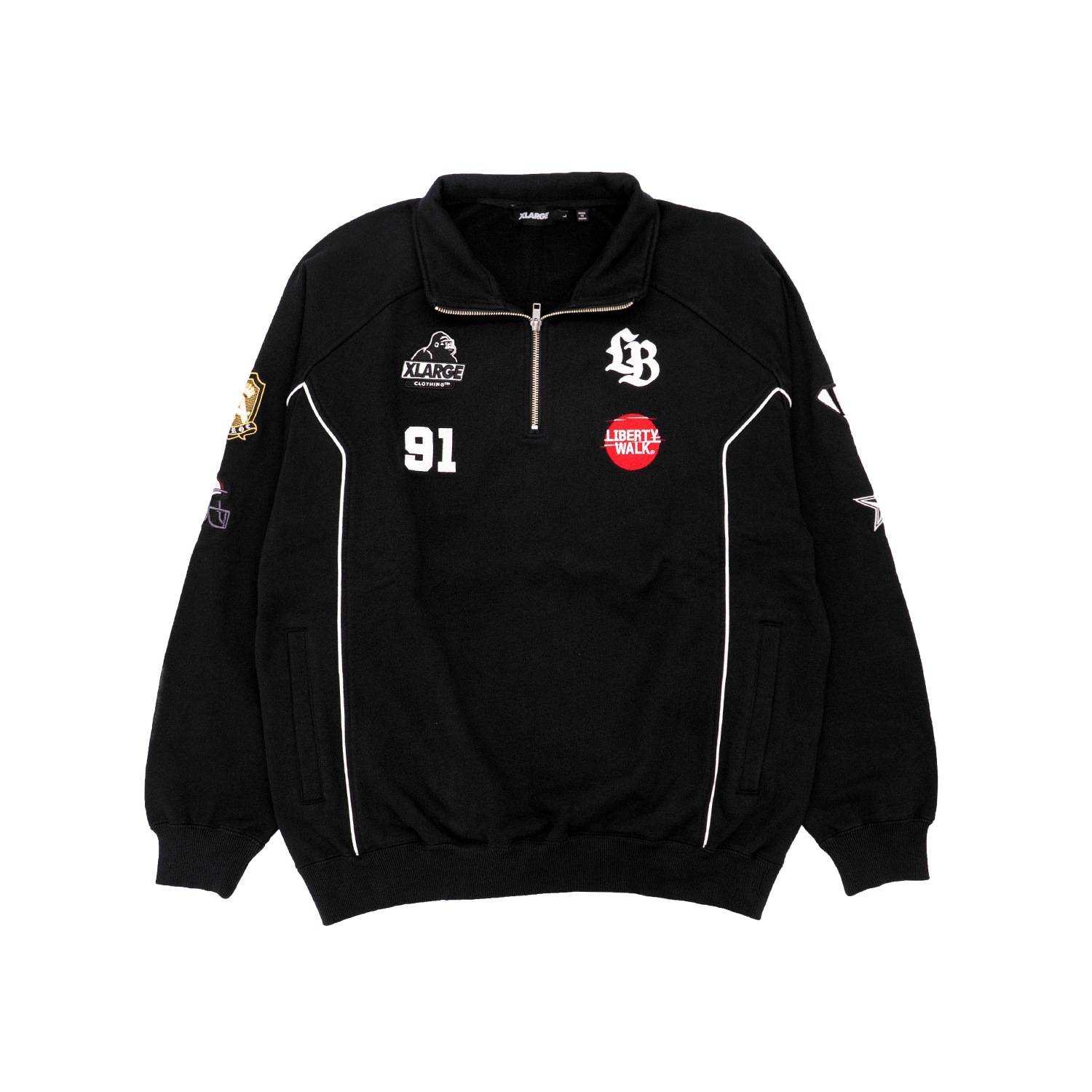 LIBERTY WALK×XLARGE HALF ZIP SWEATSHIRTS BLACK - LB-ONLINE STORE