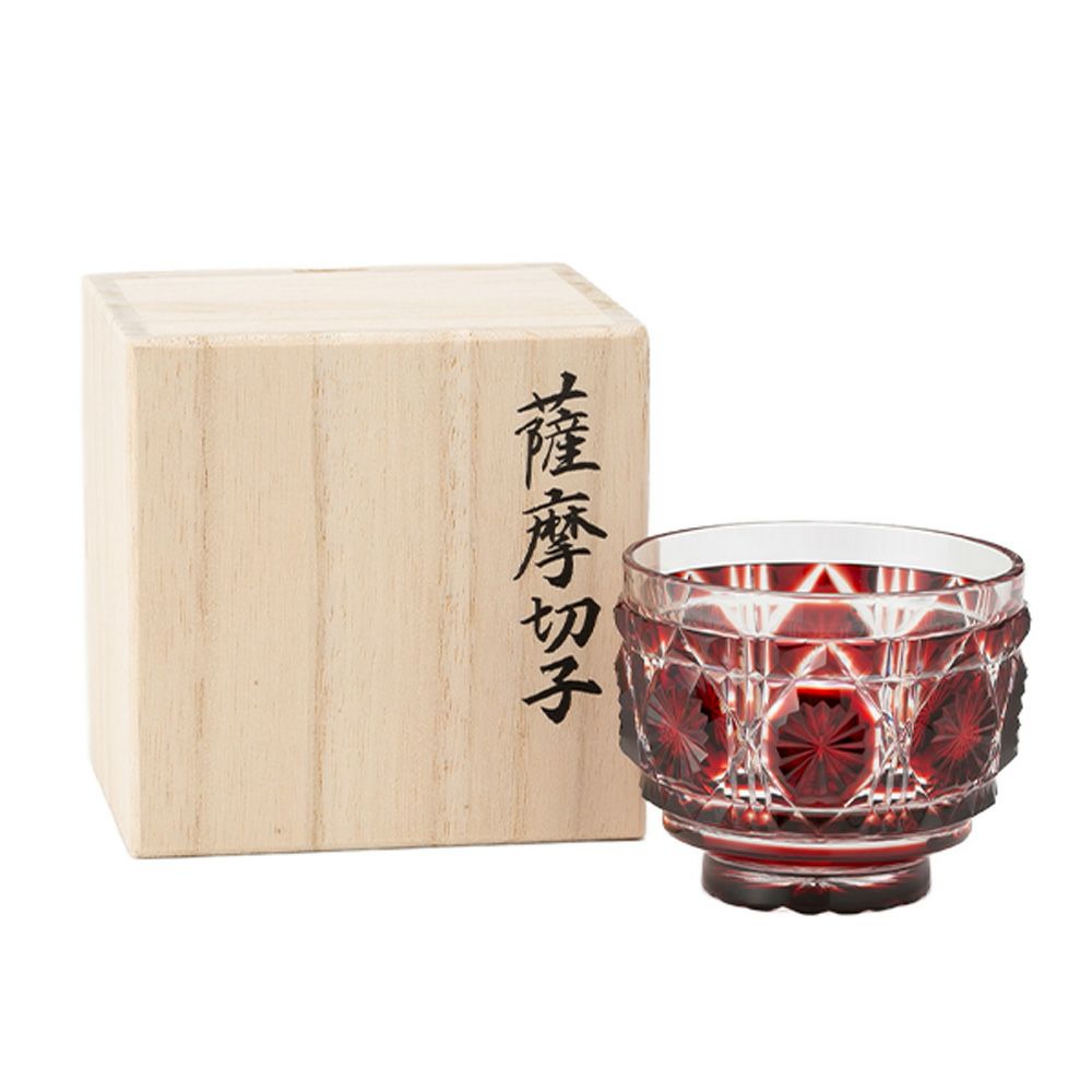 復元薩摩切子 猪口A／1103 八角籠目 銅赤 | ブランド洋食器専門店ル