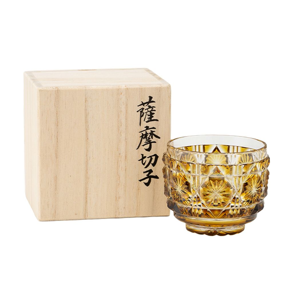 復元薩摩切子 猪口A／1104 八角籠目 黄 | ブランド洋食器専門店ル