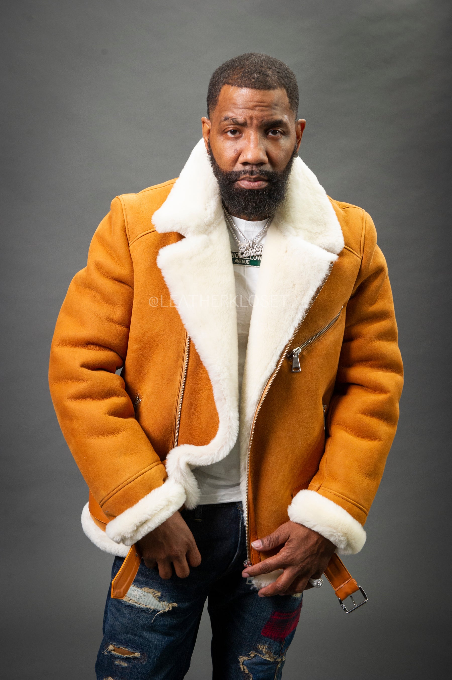 Men's Classic Sheepskin Shearling Biker [Ginger] – LeatherKloset