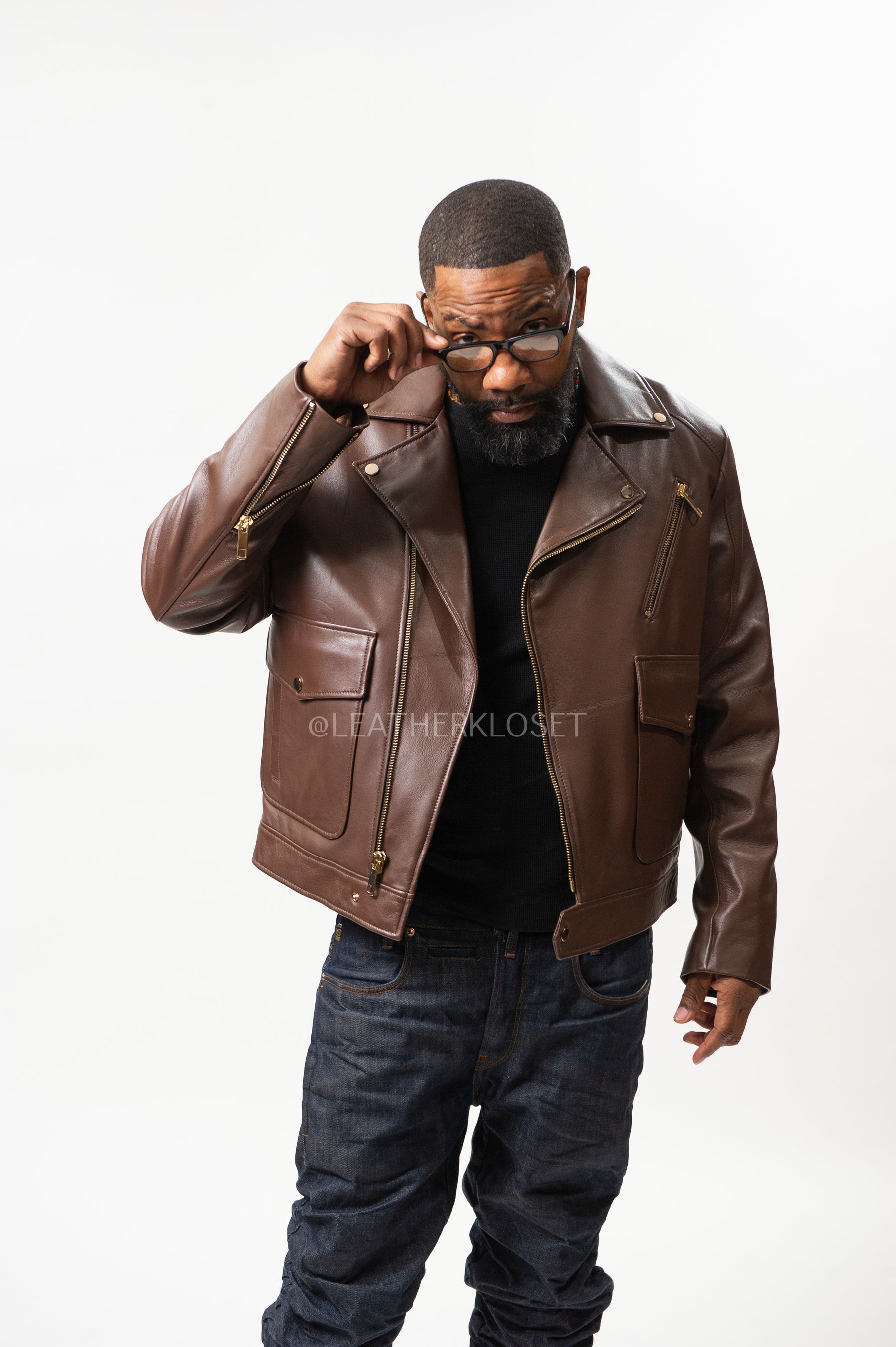 Men's Kai Classic Biker Leather Jacket [Brown] – LeatherKloset