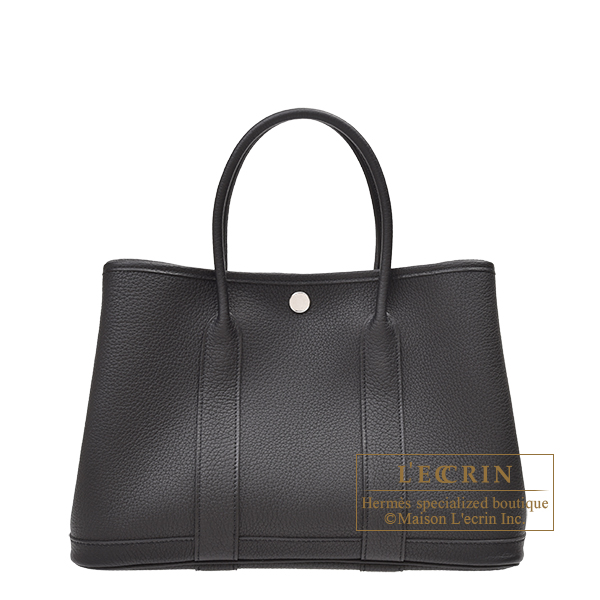 Hermes Garden Party bag 30/TPM Black Negonda leather Silver