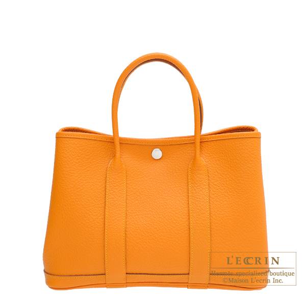 Hermes Garden Party bag 30/TPM Moutarde Country leather Silver