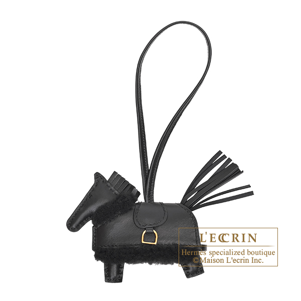 Hermes Rodeo charm Robeo Plush PM Black Agneau/Swift leather