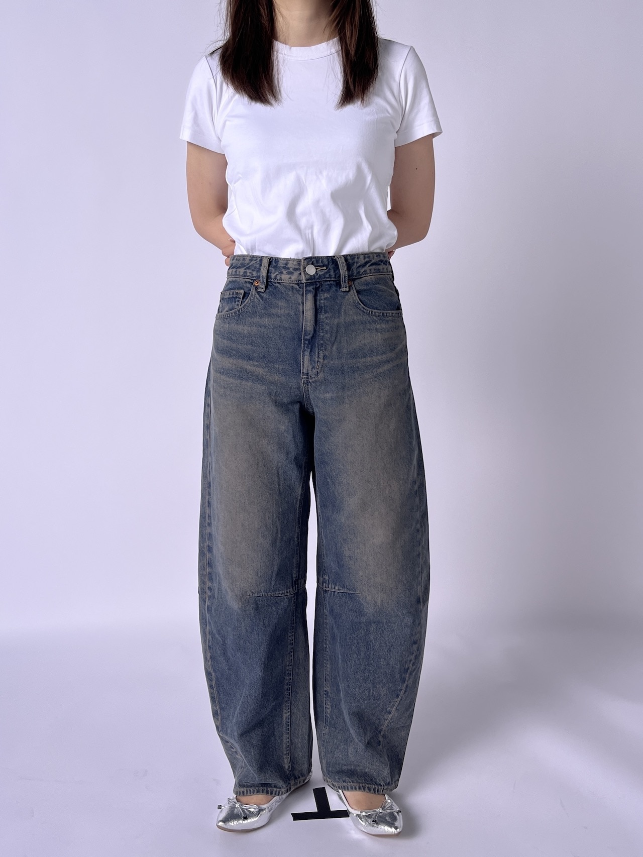 GU】大HIT「バレルレッグジーンズ」を骨格ウェーブが穿いてみた！身長