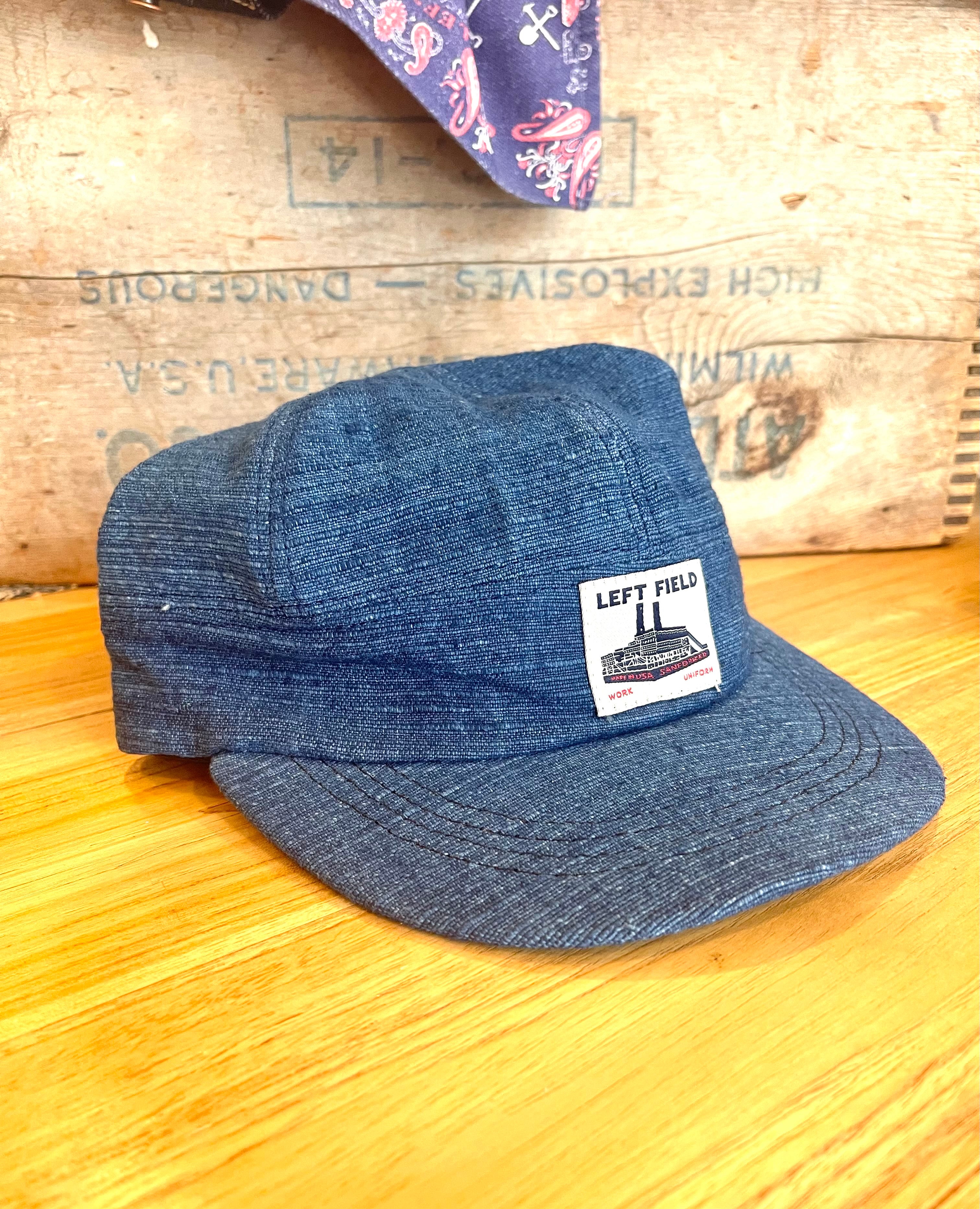 Dark Natural Indigo hand loomed Engineer cap – Left Field NYC