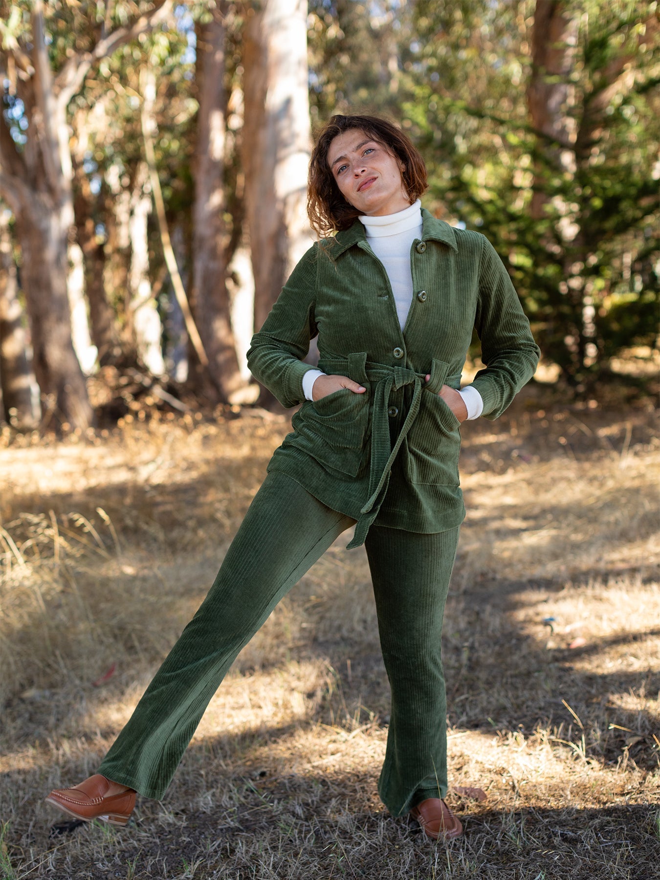 MICHELLE pant Olive Corduroy – Lesley Evers