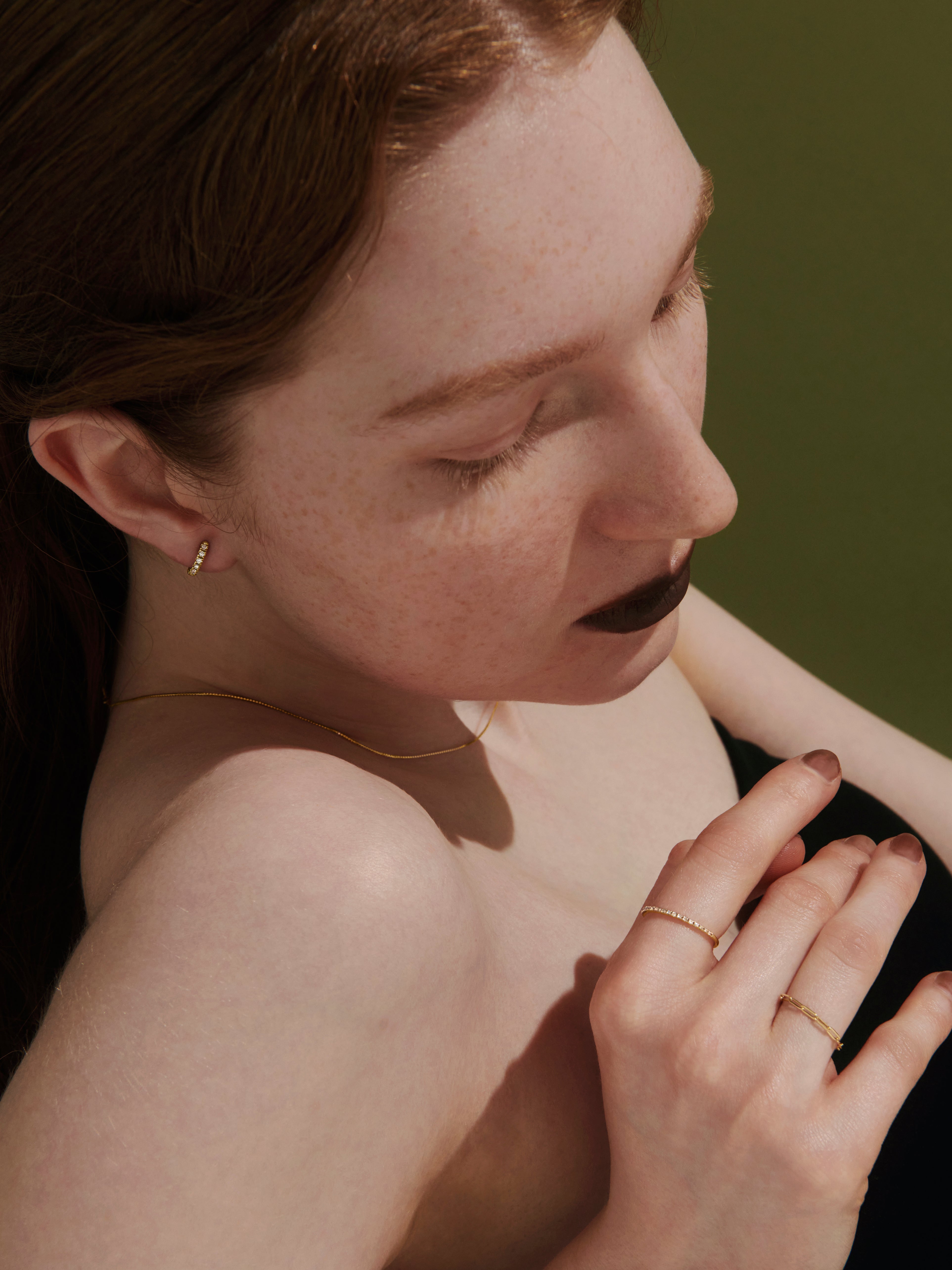 K18 half diamond hoop pierce – les bon bon Online store