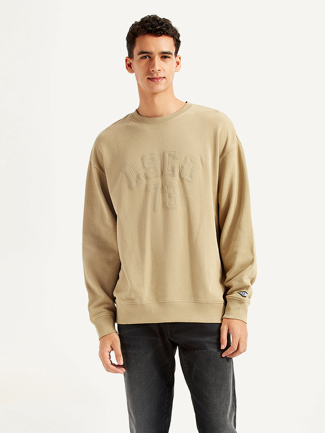 Men's Typographic Beige Crew Neck Sweatshirt – Levis India Store