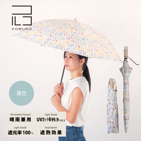 晴雨兼用2段ミニ折りたたみ日傘【チューリップとライラック