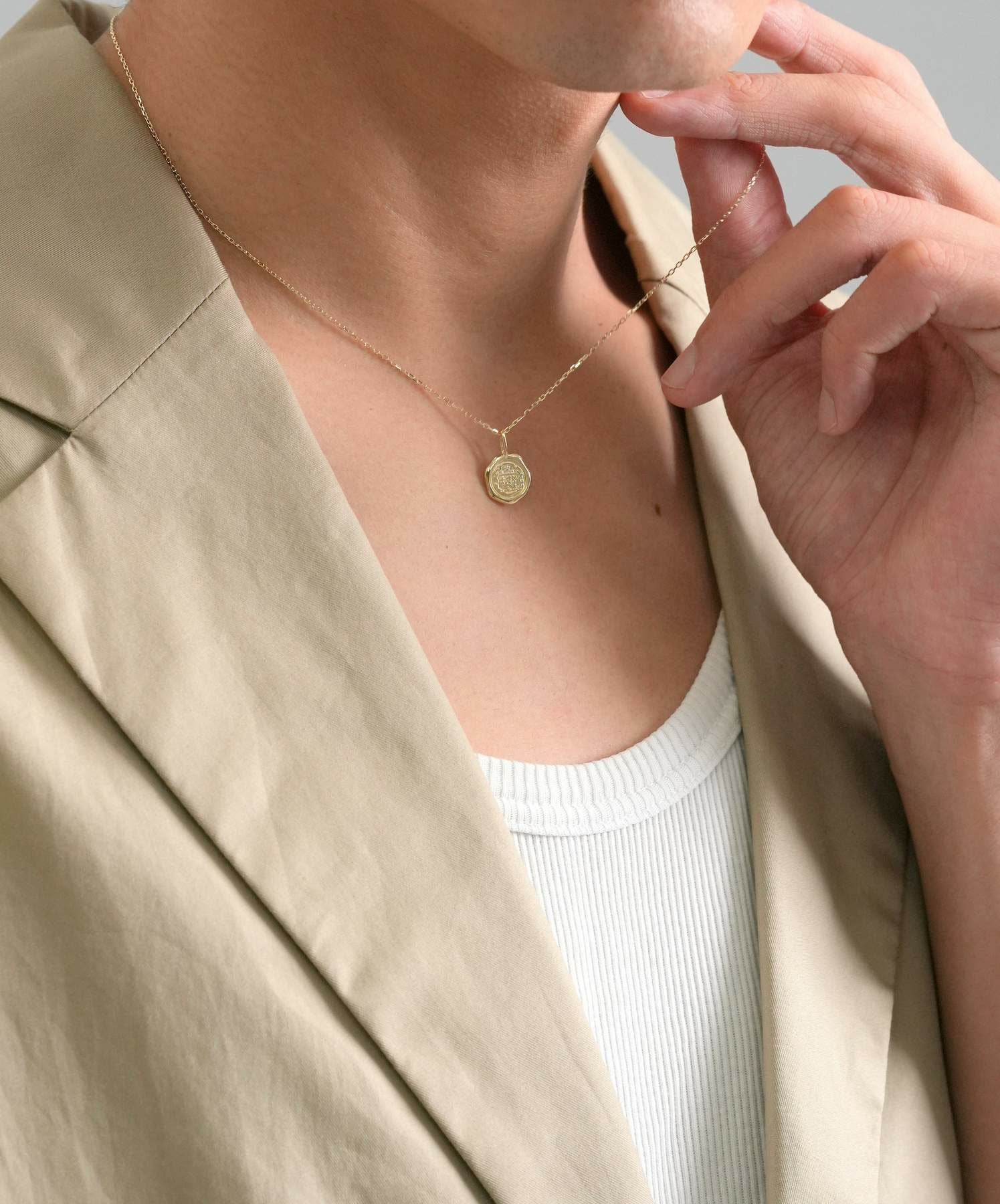 Petite Modern”プチネックレス（スタンプ/イエローゴールド）/K10