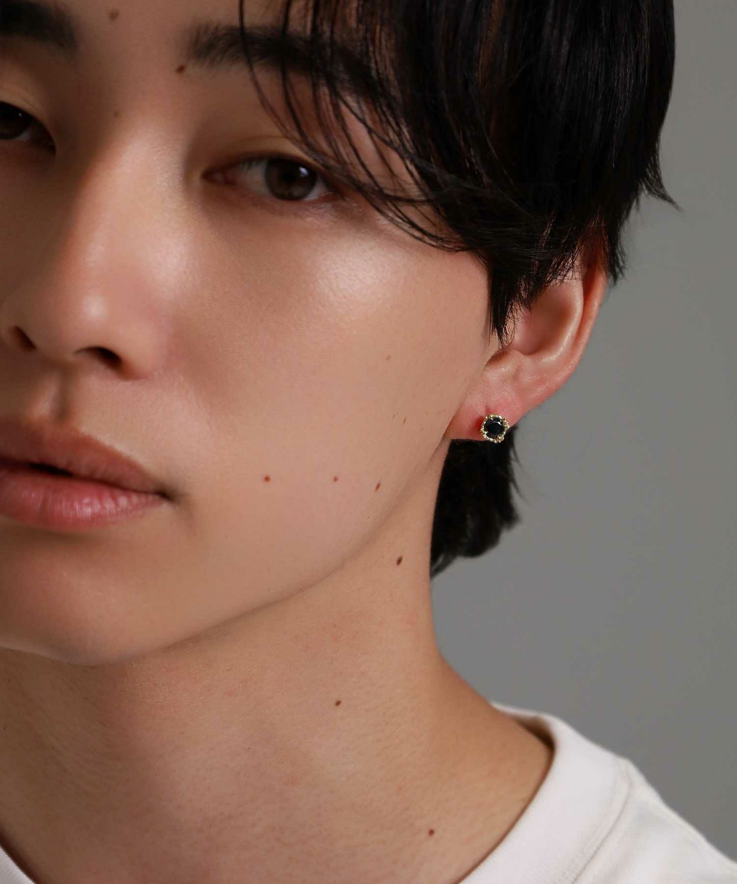 BASIC”コマンダーストーンピアス（ゴールド×ブラック）/K10ゴールド