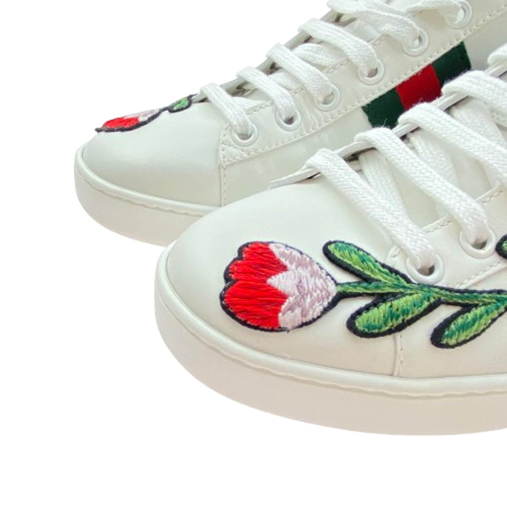 GUCCI グッチ 431917 フラワー 刺繍 エンブロイダリー エース レザー
