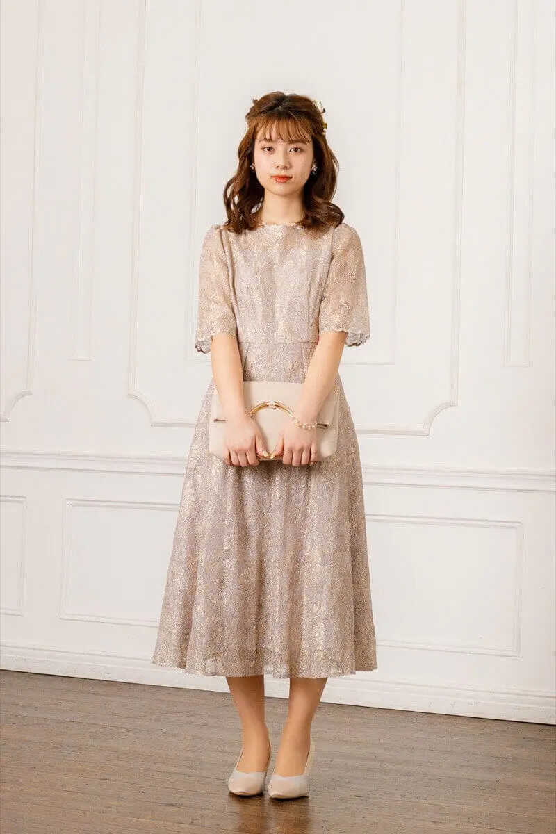 ラベンダーのゴールドレースドレス | Dorry doll | M | 結婚式