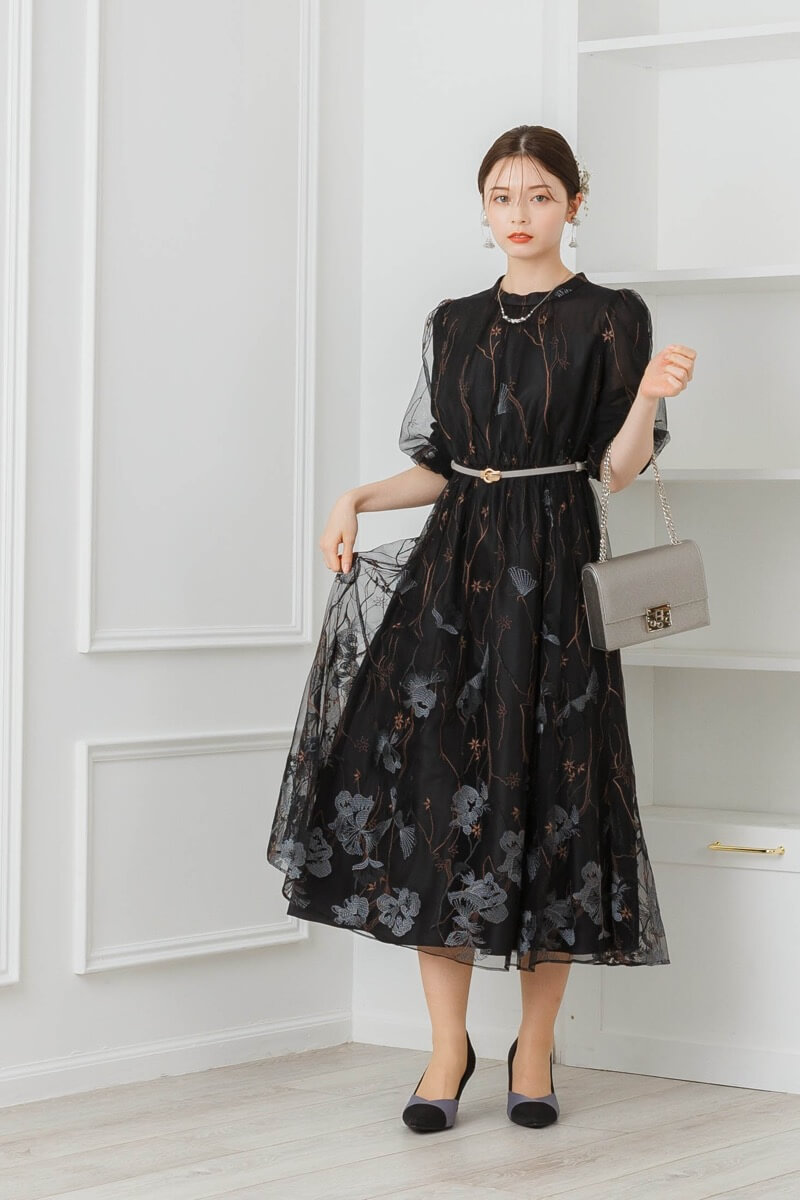 ブラックのエンブロイダリレースドレス | metoi | M | 結婚式