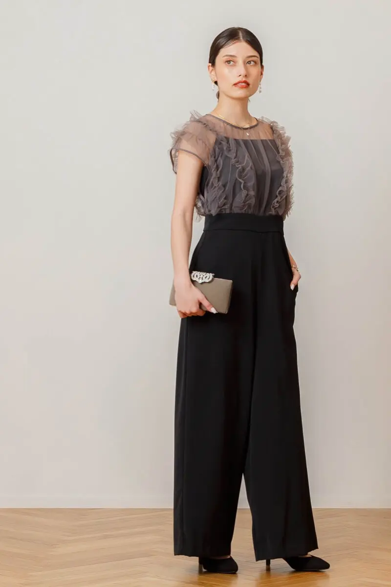 ブラックのチュールフリルコンビネゾン | metoi | L | 結婚式