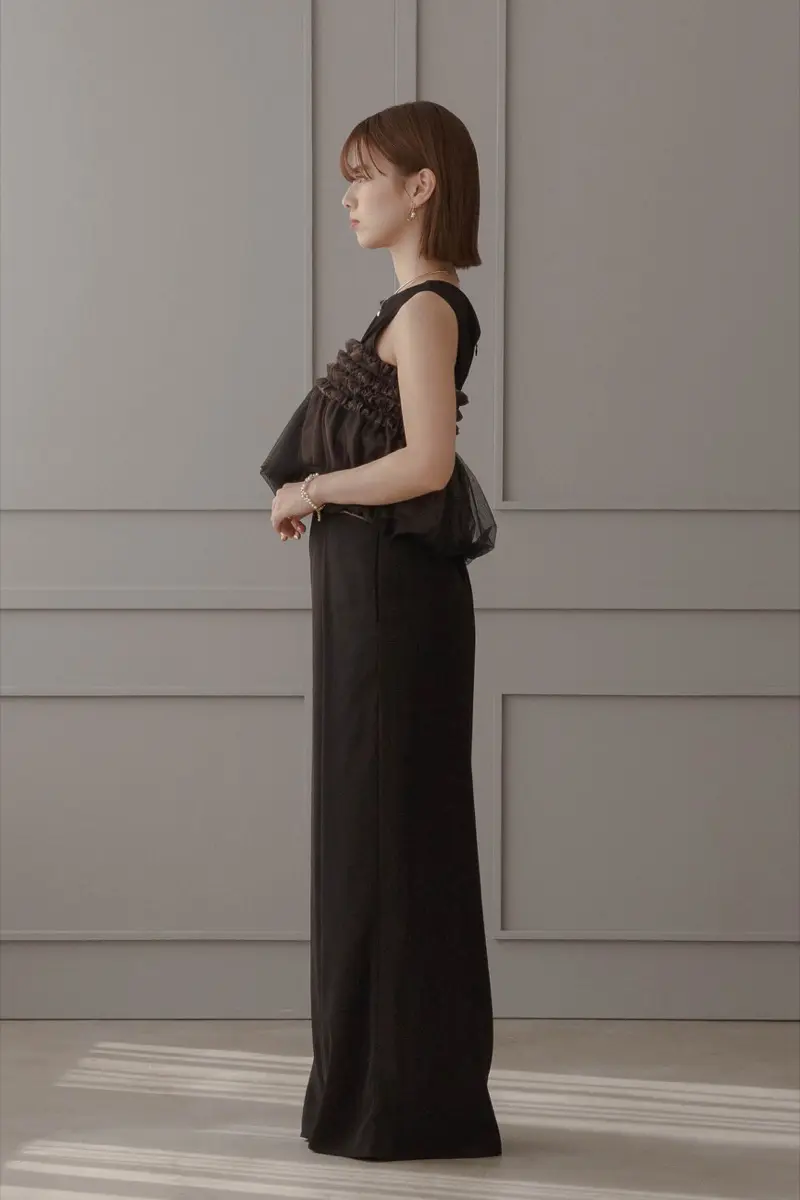 ブラックのチュールブラウス付きパンツドレス | Dorry doll | M | 結婚