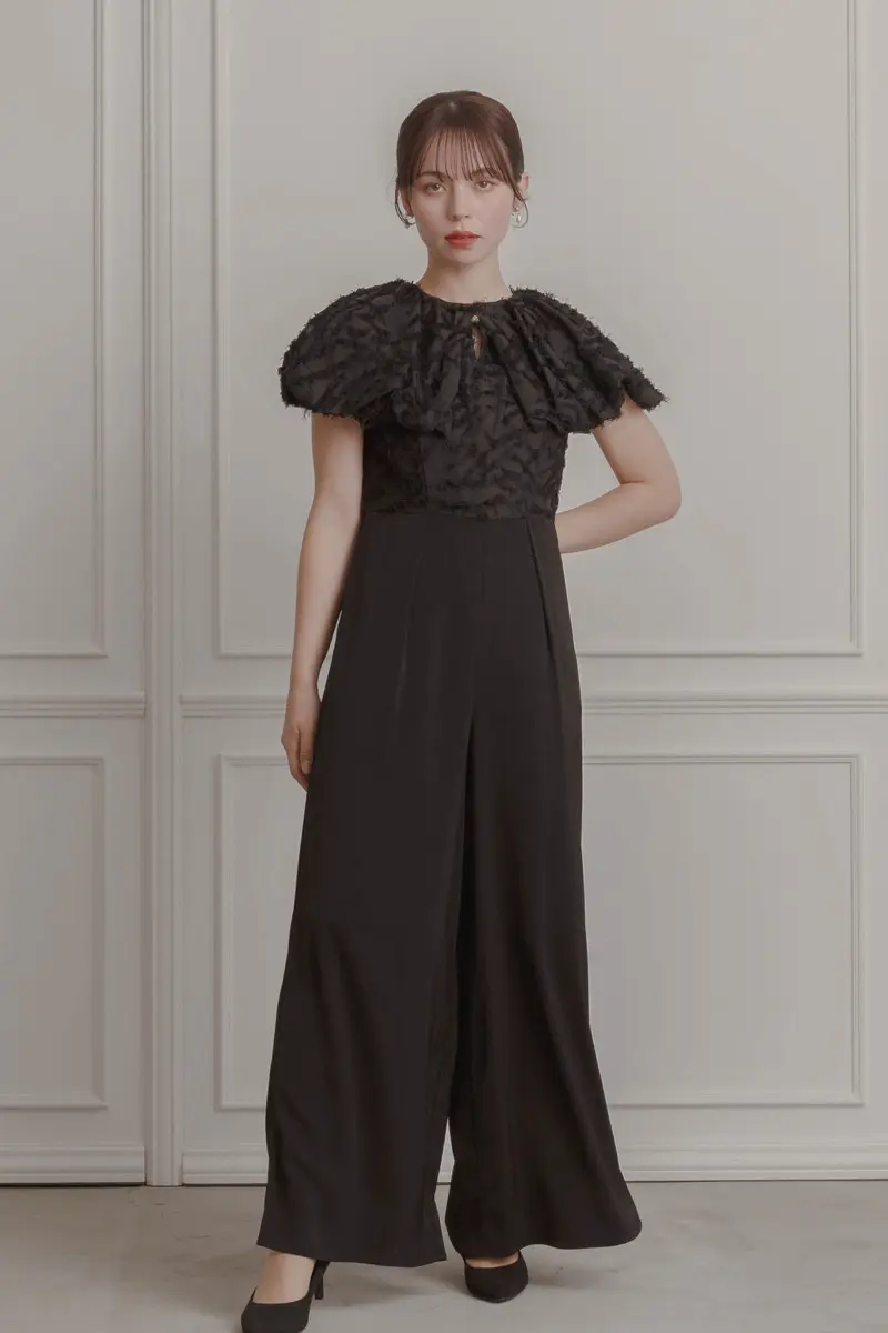 ブラックのフリンジカラーオールインワン | LE' RURE | M | 結婚式