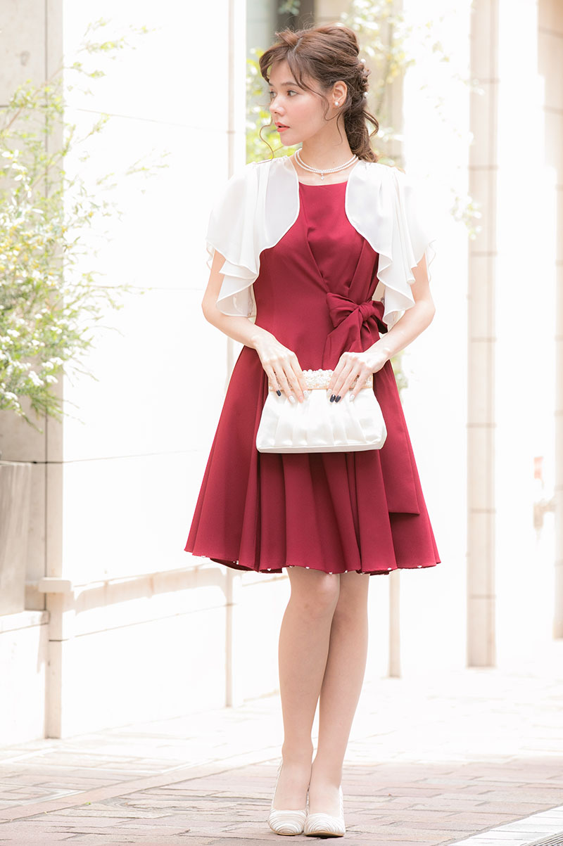 ワインレッドのサイドリボンドレス | Dorry doll | M | 結婚式