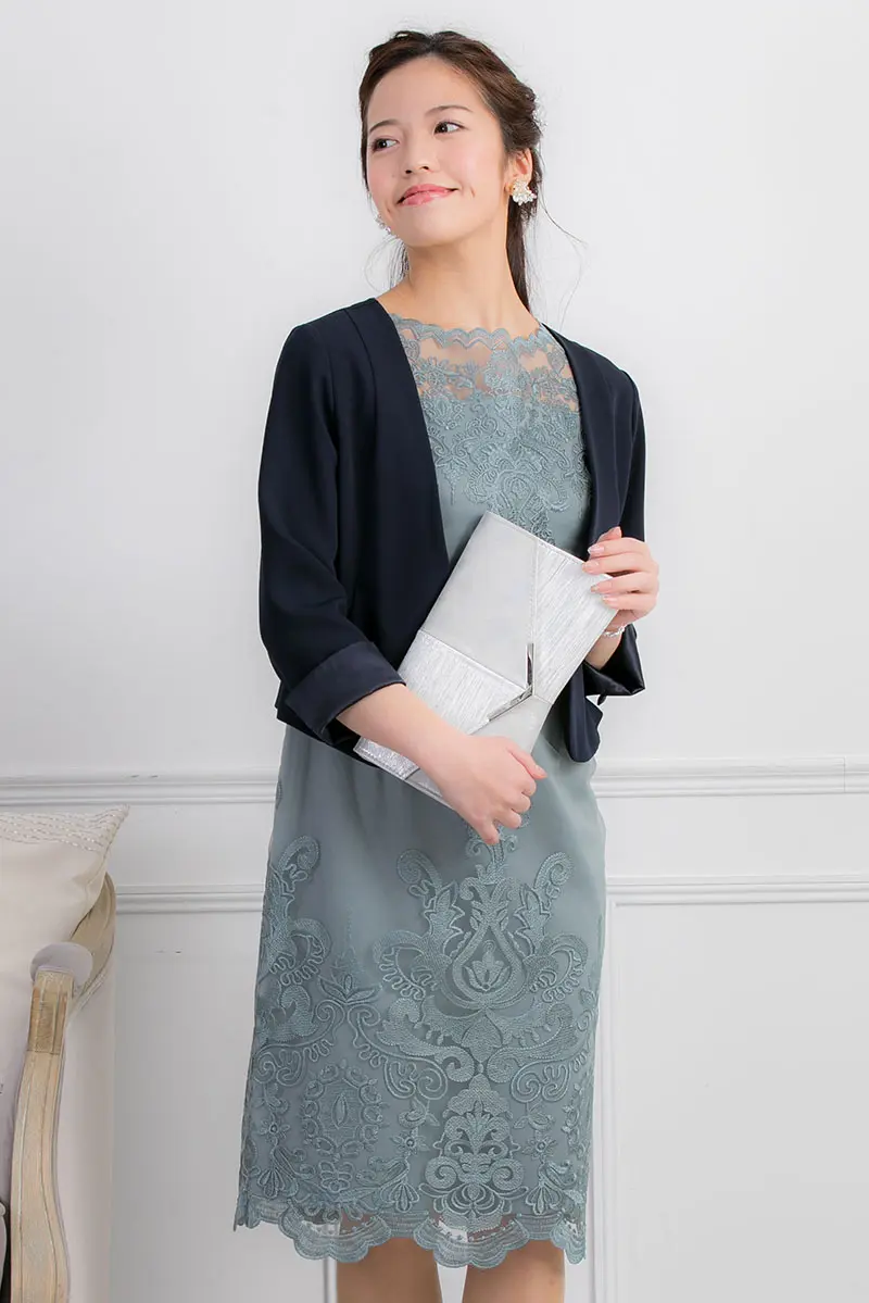 ミントグリーンのチュール刺繍タイトドレス | Dorry doll | S～M