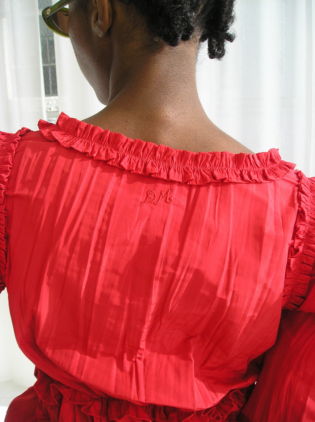 Everly Ruffle Blouse - Red Tafetta – Lisa Says Gah