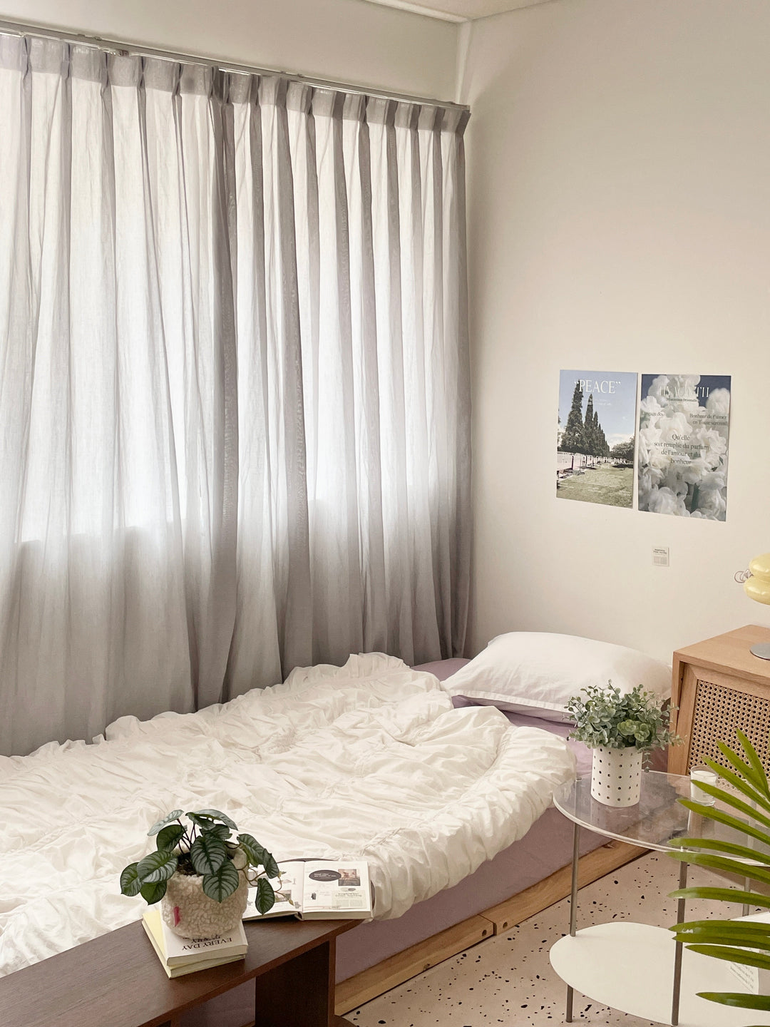 既成サイズ 洗えるシフォンカーテン ふわふわ チュール 韓国インテリア