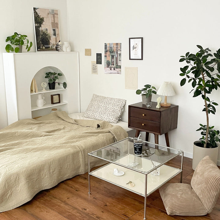 vamir ローテーブル｜Stainless Modular 2tier Sofa Table｜ガラス