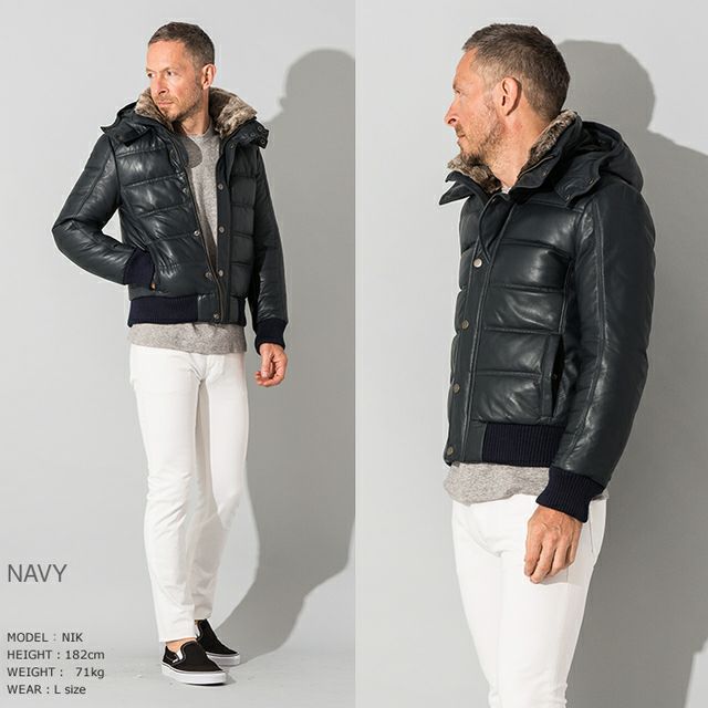 LIUGOO 本革 3WAY ダウンジャケット メンズ リューグー WNG13A レザー