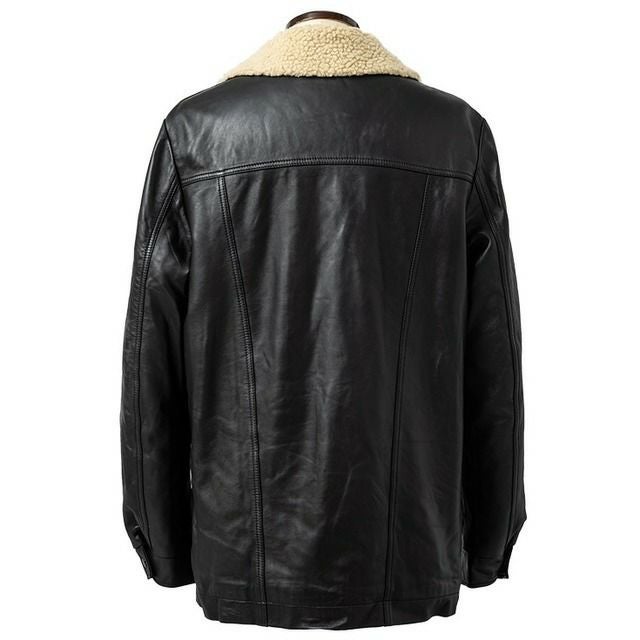 Liugoo Leathers 本革 総ボア レザーランチコート メンズ リューグー