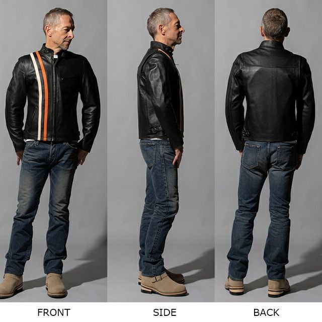 Liugoo Leathers 本革 プロテクター付シングルライダースジャケット