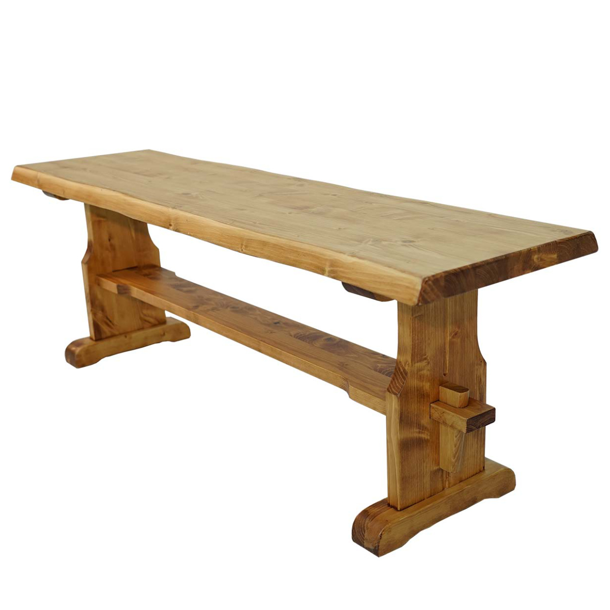 ダイニングベンチ 2人掛け 天然木 カントリー調 幅125cm （ 無垢 北欧