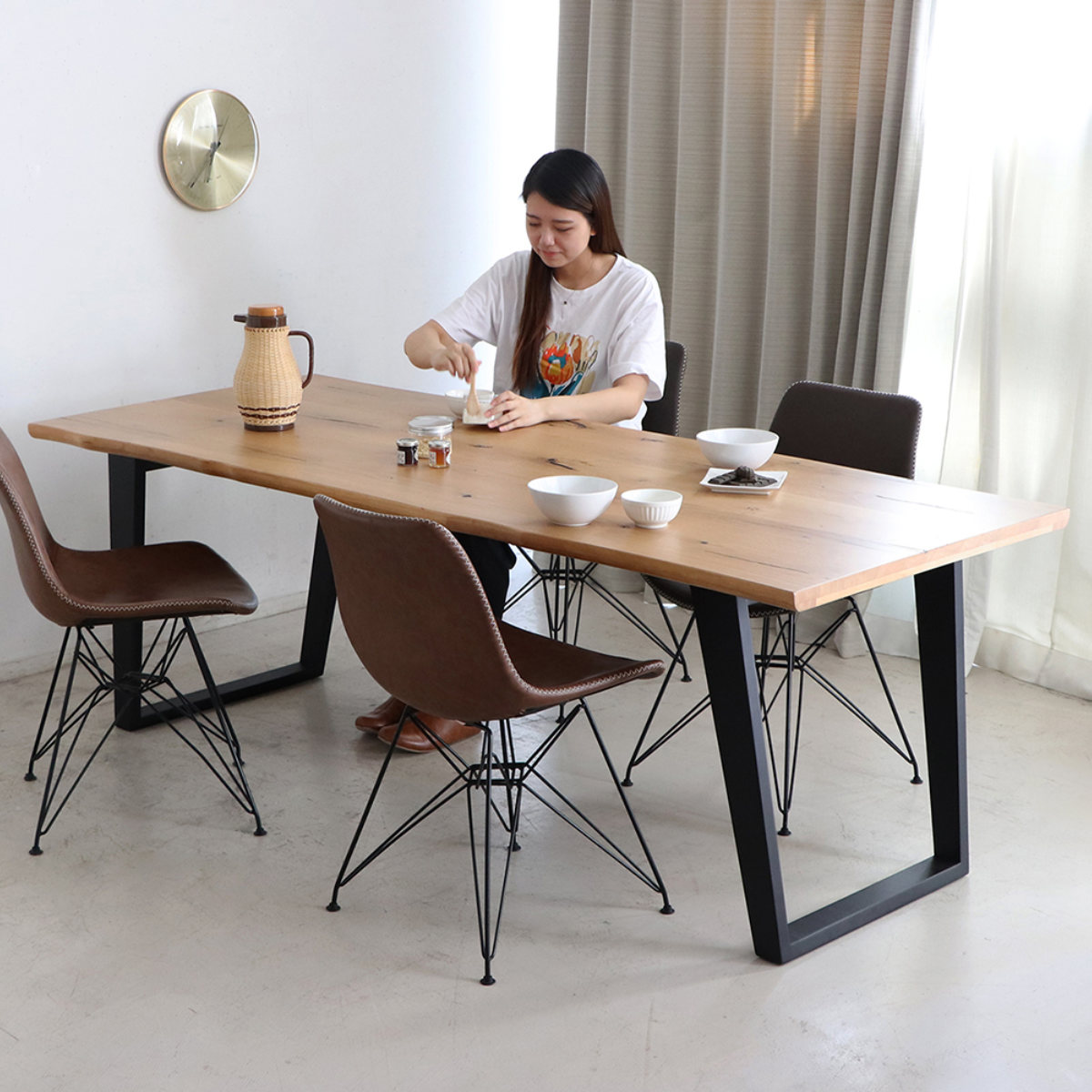 ダイニングテーブル 幅210cm ノト 木製 オーク突板 （ 6人掛け 6人用