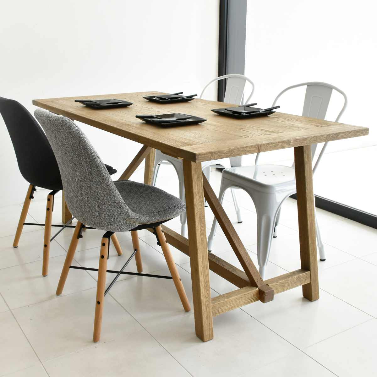 ダイニングテーブル 4人掛け 北欧 天然木 幅160cm （ 開梱設置