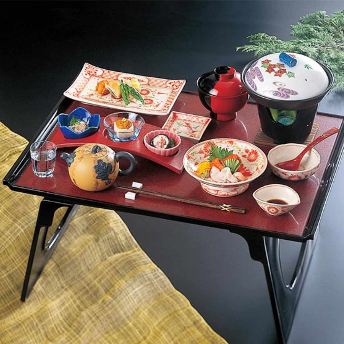 お膳 宗和膳 セット 片面タイプ 足付 ウルミタタキ 天黒 渕黒 宴会用