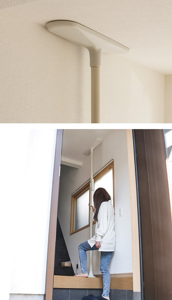 dショッピング |手すり つかまりポール 長円形 介護用品 突っ張り 工事