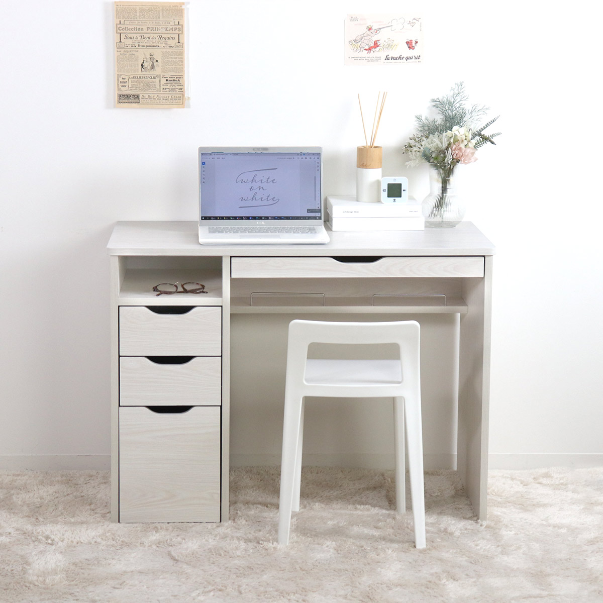 dショッピング |ワークデスク 引き出し付き 幅95.5cm 木製 コンパクト