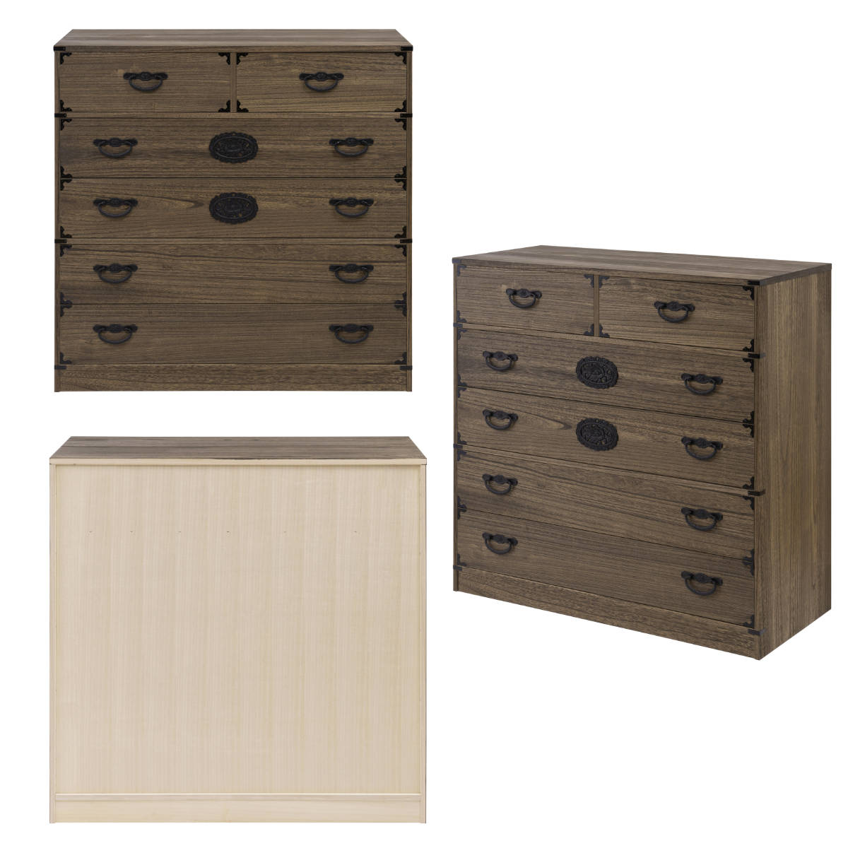 桐 民芸箪笥 幅99.5cm 5段 積み重ね 時代 （ たんす 収納 組み合わせ