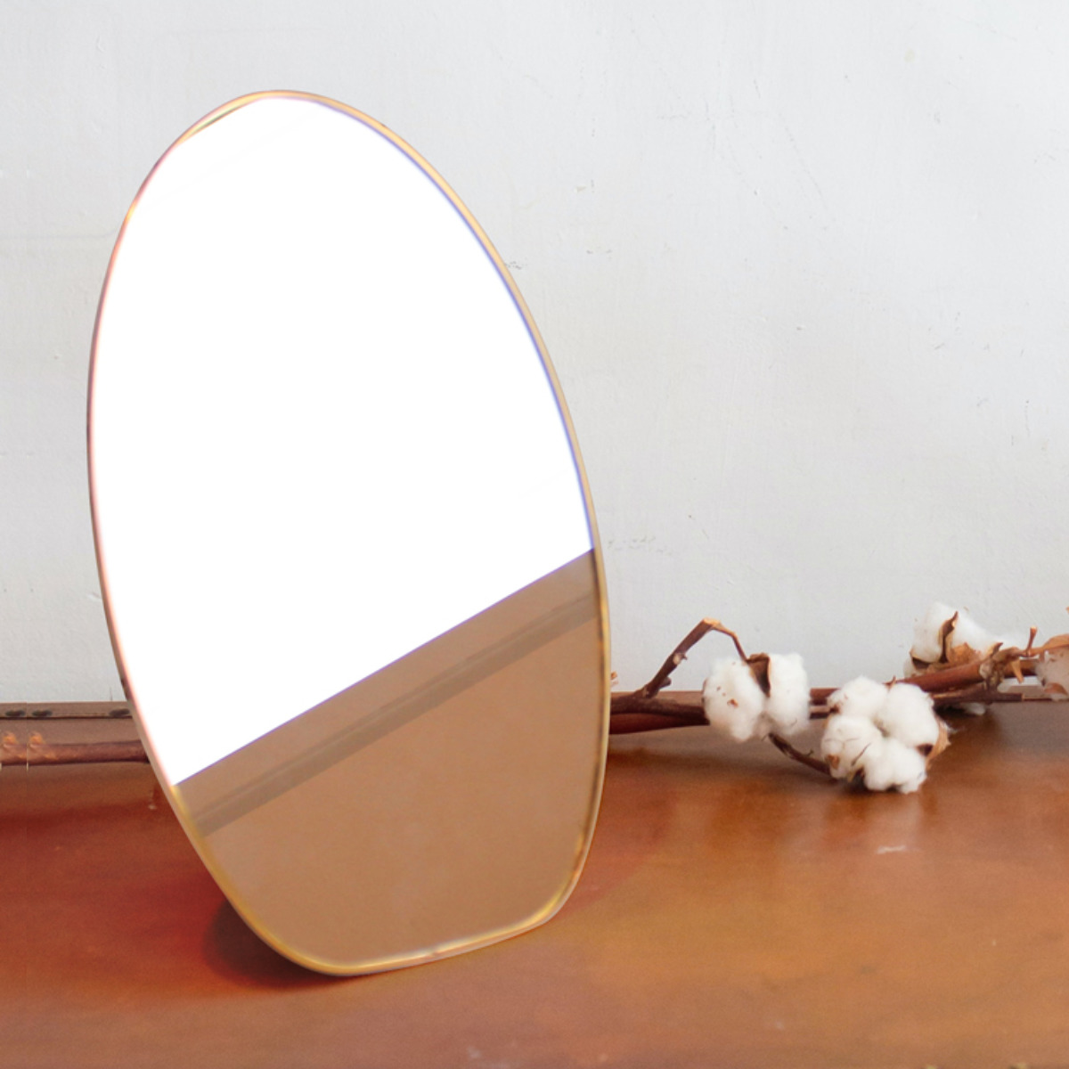 スタンド＆ウォールミラー 真鍮ミラー 18×27.7cm 楕円 オディエ