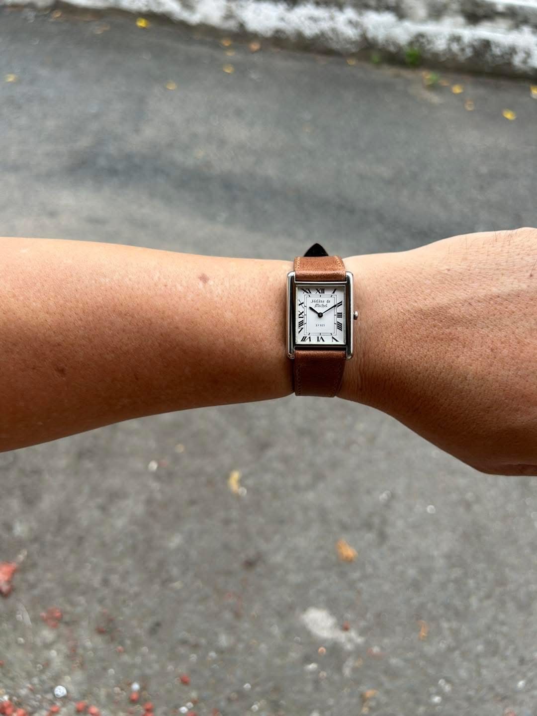 Helene de Michel tank Quartz Vintage watch Silver 925 / case no