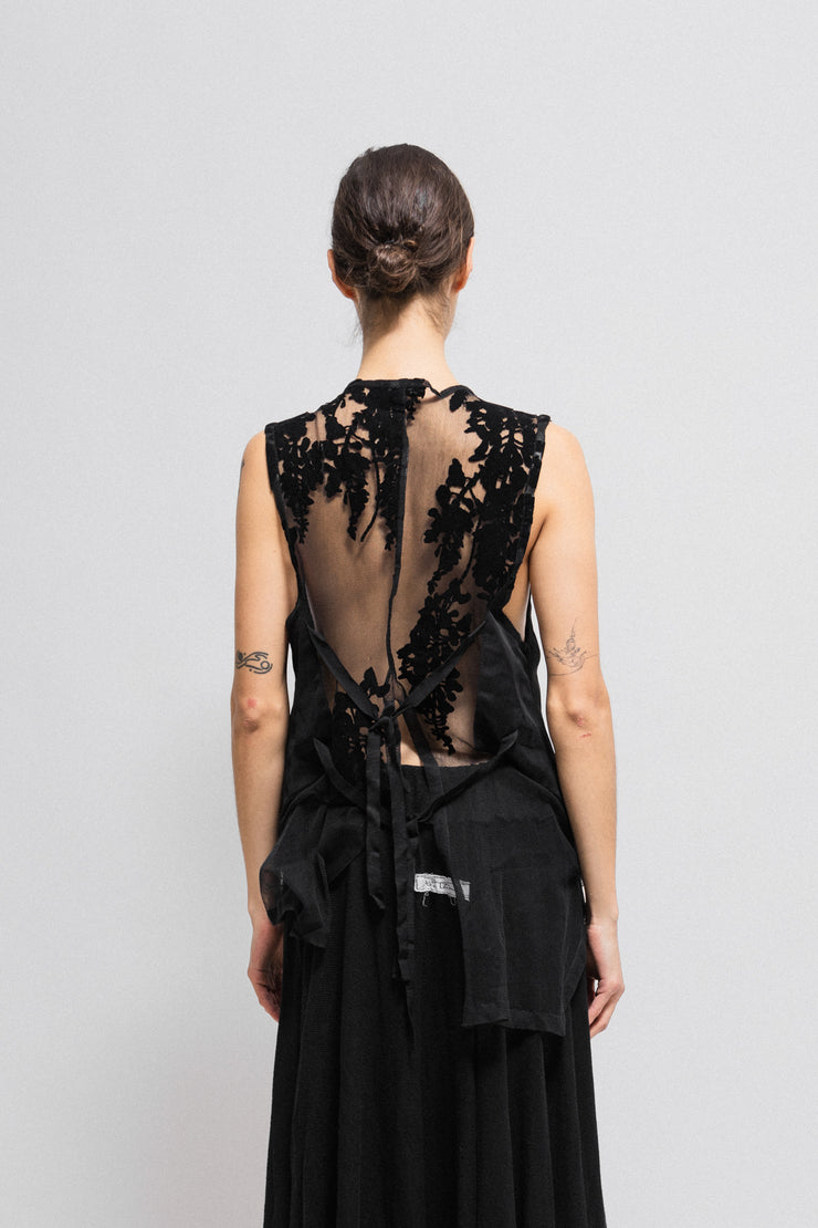 ANN DEMEULEMEESTER - SS14 Button up vest with a mesh back and