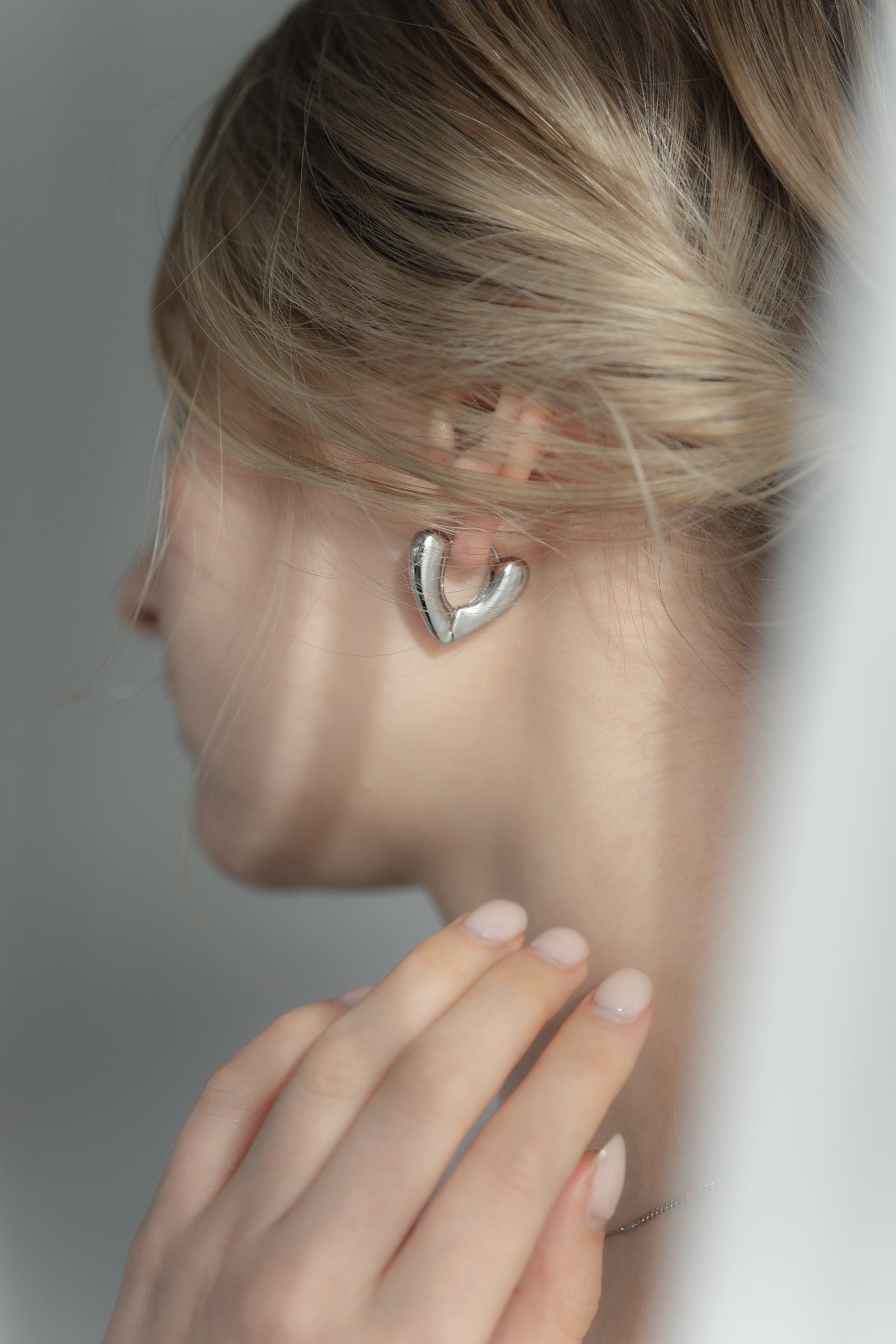ハートニュアンスピアス | ステンレス製ニュアンスハートフープピアス