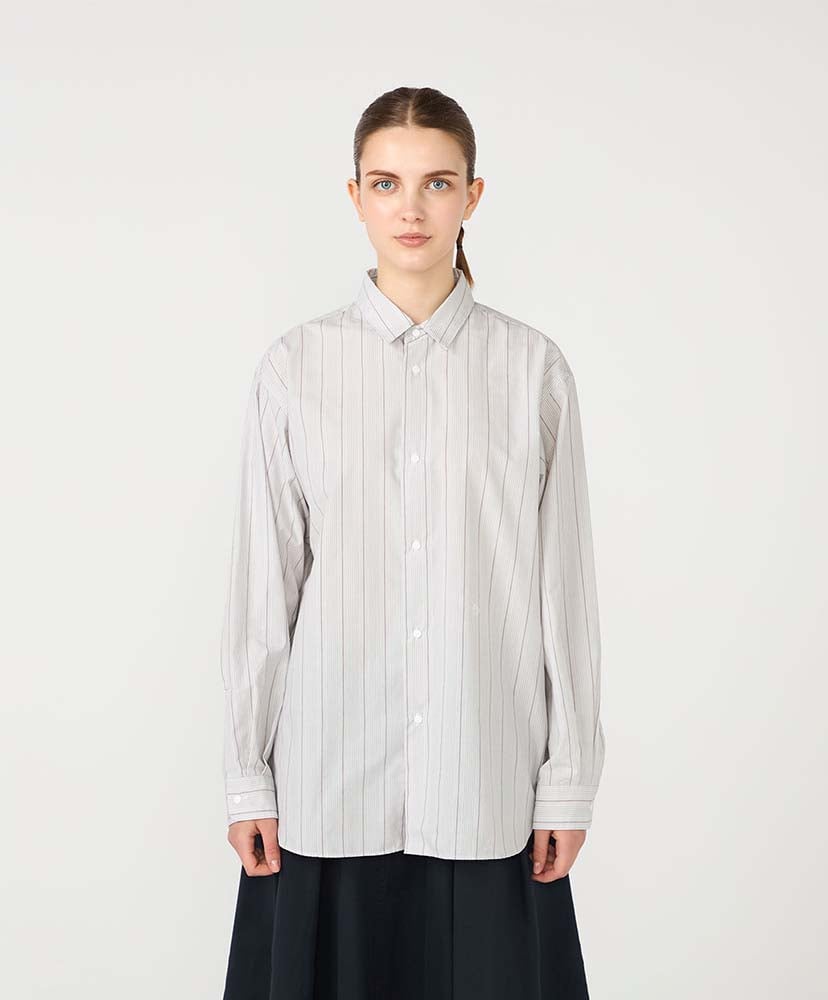 Regular Collar Stripe Wind Shirt(0(WOMEN) H/グレー): nanamica