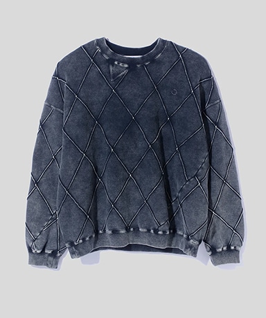 Hand Dye Diamond Twist Sweat(2 Black/ブラック): NOMARHYTHM TEXTILE